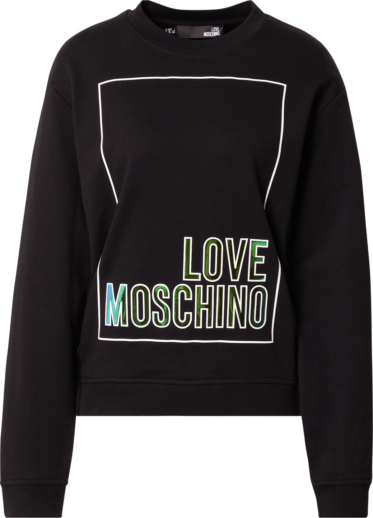 Love Moschino Mikina černá / trávově zelená / bílá
