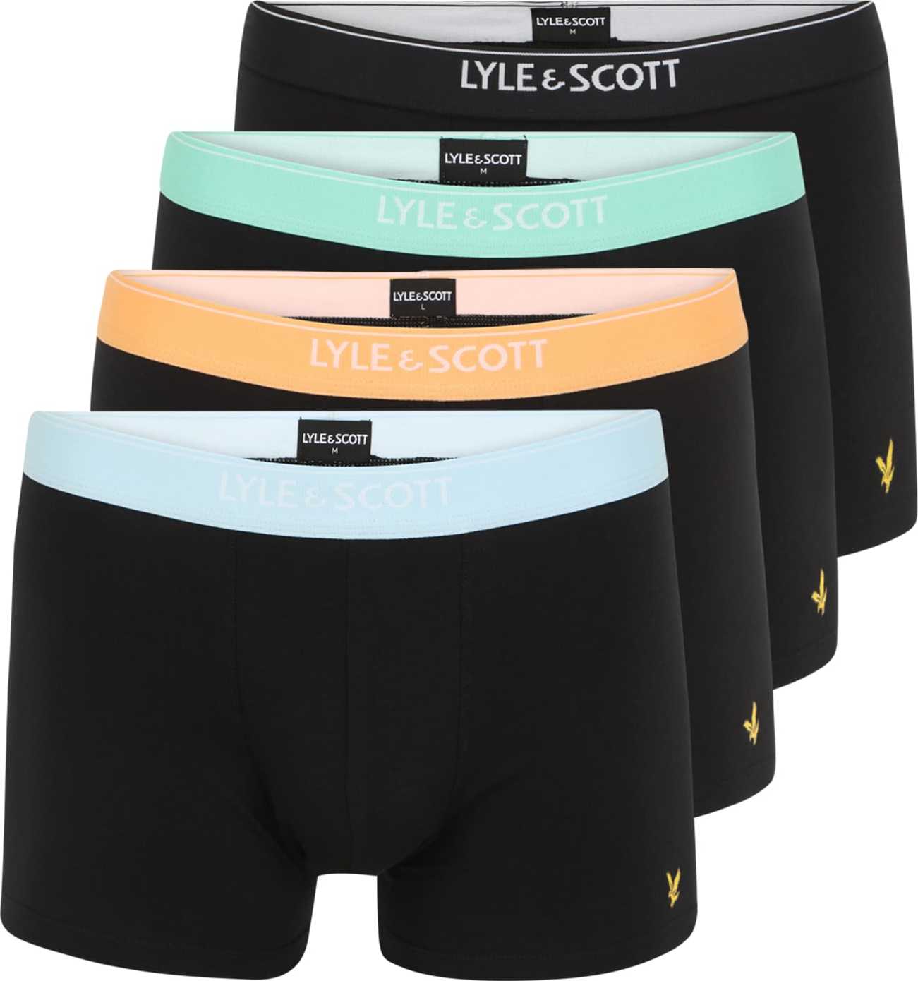 Lyle & Scott Boxerky 'JACKSON' černá / světlemodrá / mátová / pastelově oranžová