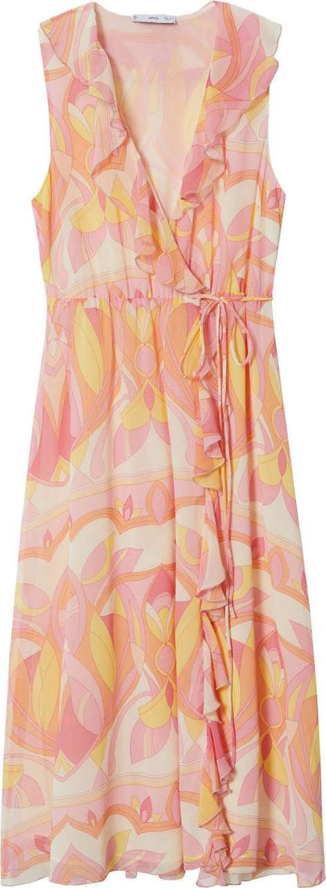 MANGO Šaty pink / žlutá / oranžová / krémová