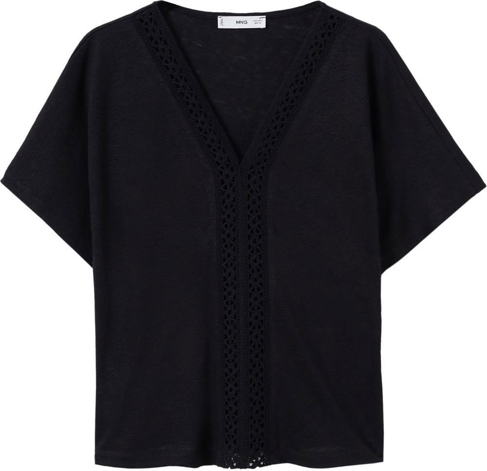 MANGO Tričko 'BOHO' černá