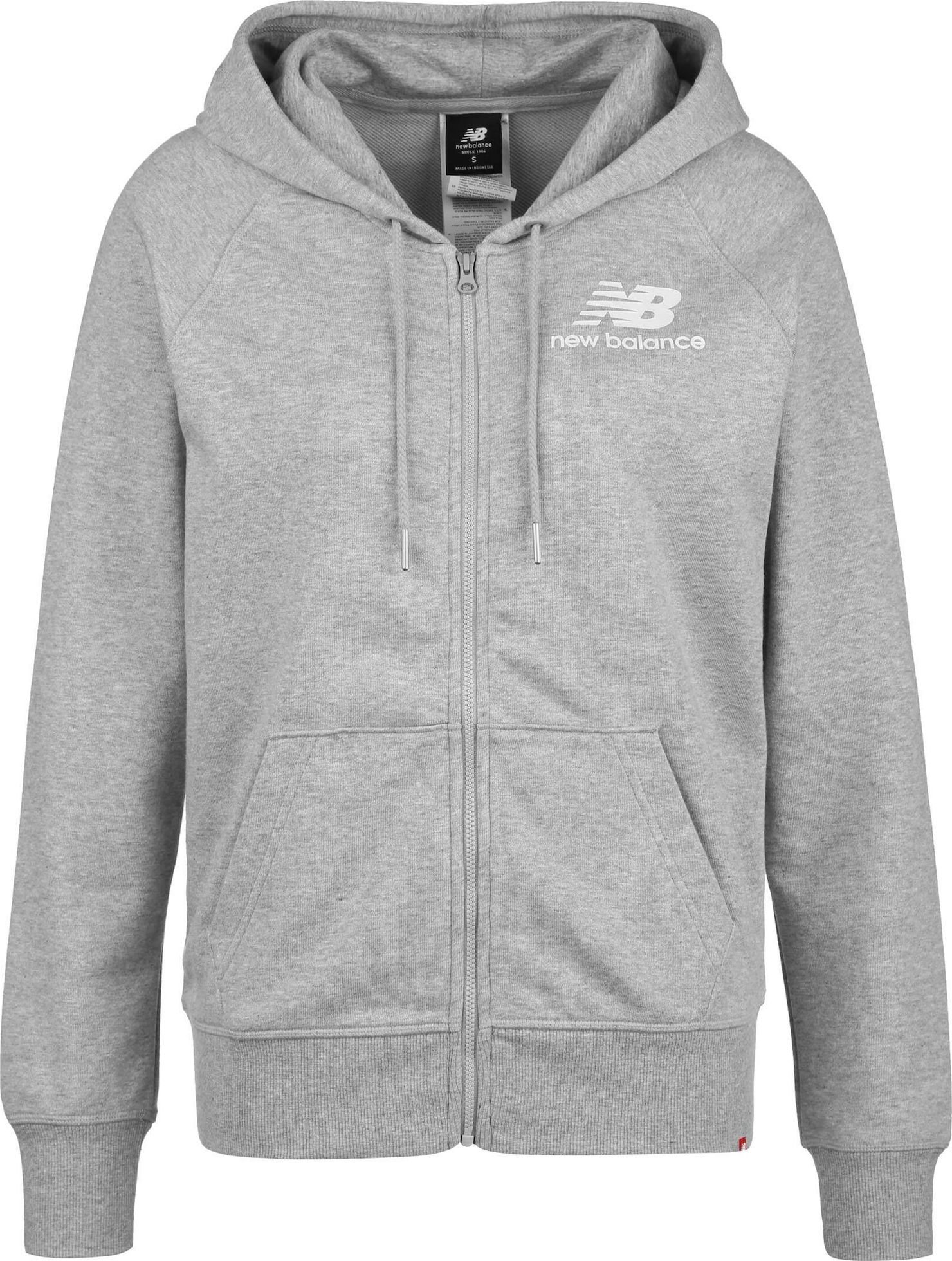 new balance Mikina s kapucí bílá / šedý melír