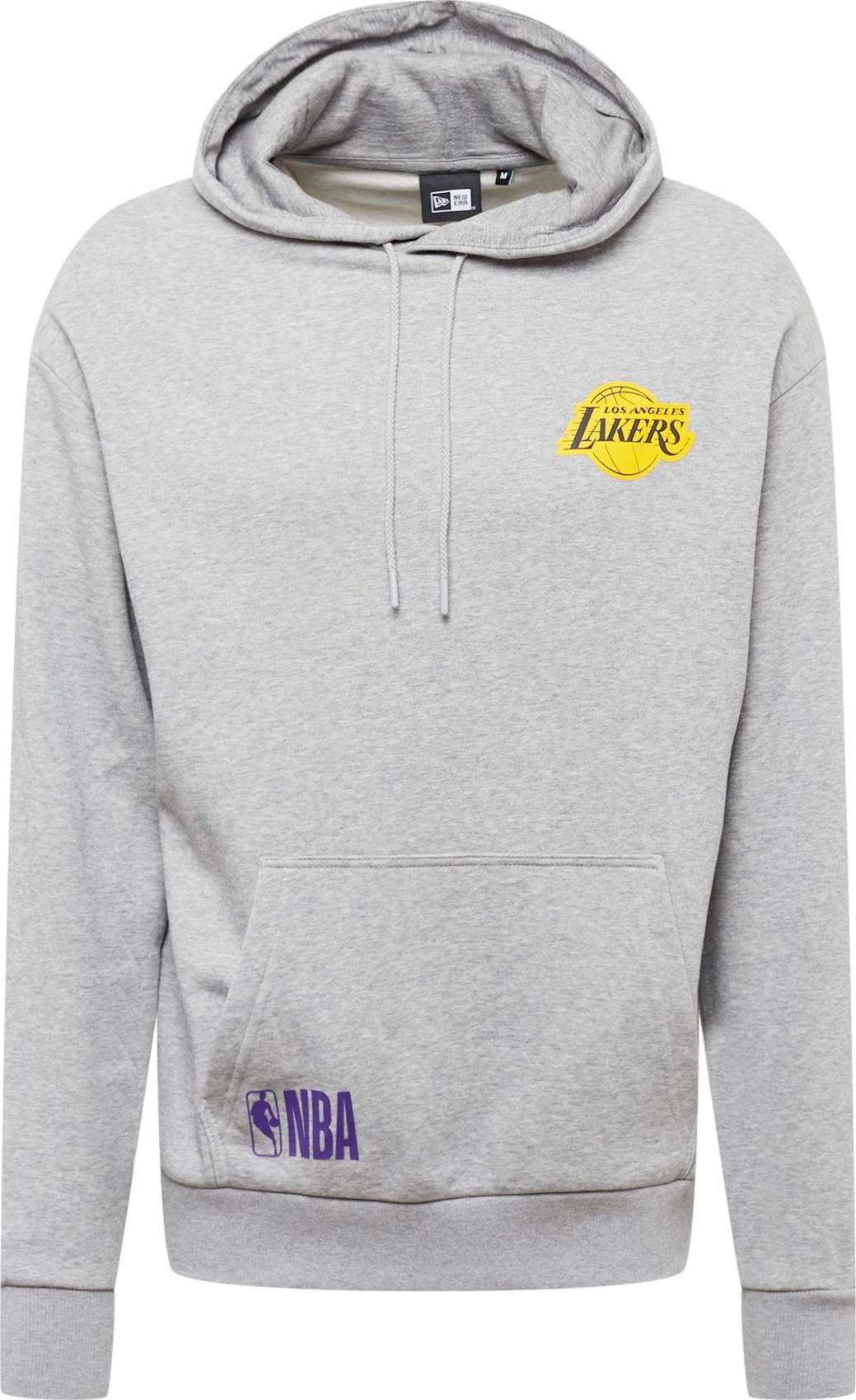 NEW ERA Mikina šedý melír / tmavě fialová / žlutá