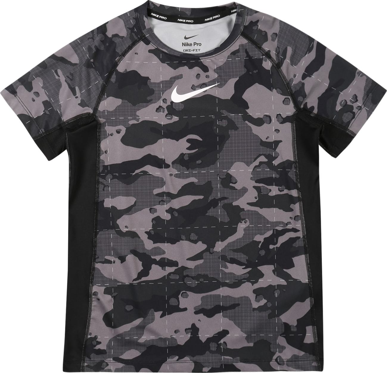 NIKE Funkční tričko černá / bílá / šedá / čedičová šedá