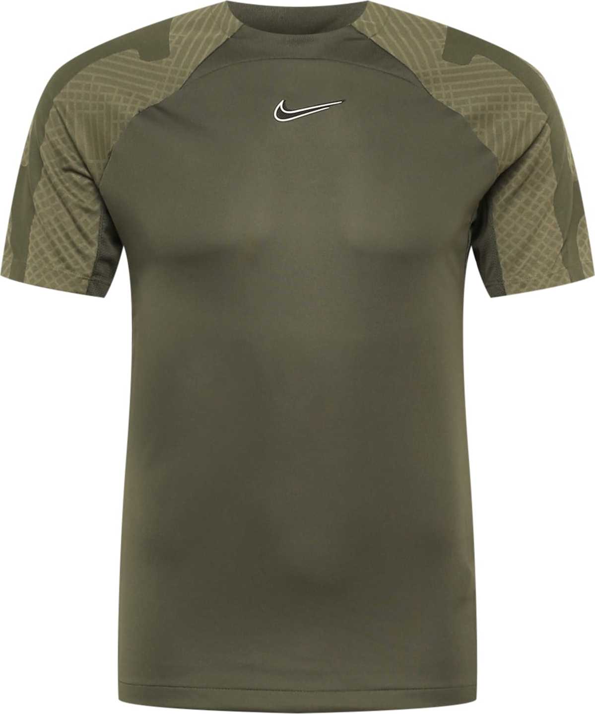 NIKE Funkční tričko khaki / olivová / bílá / černá