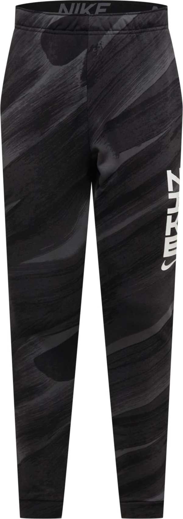 NIKE Sportovní kalhoty černá / šedá / bílá