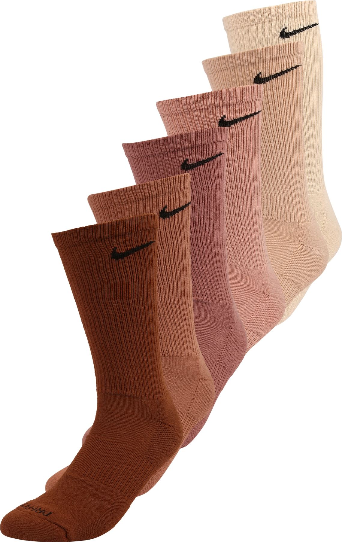 NIKE Sportovní ponožky béžová / pink / hnědá