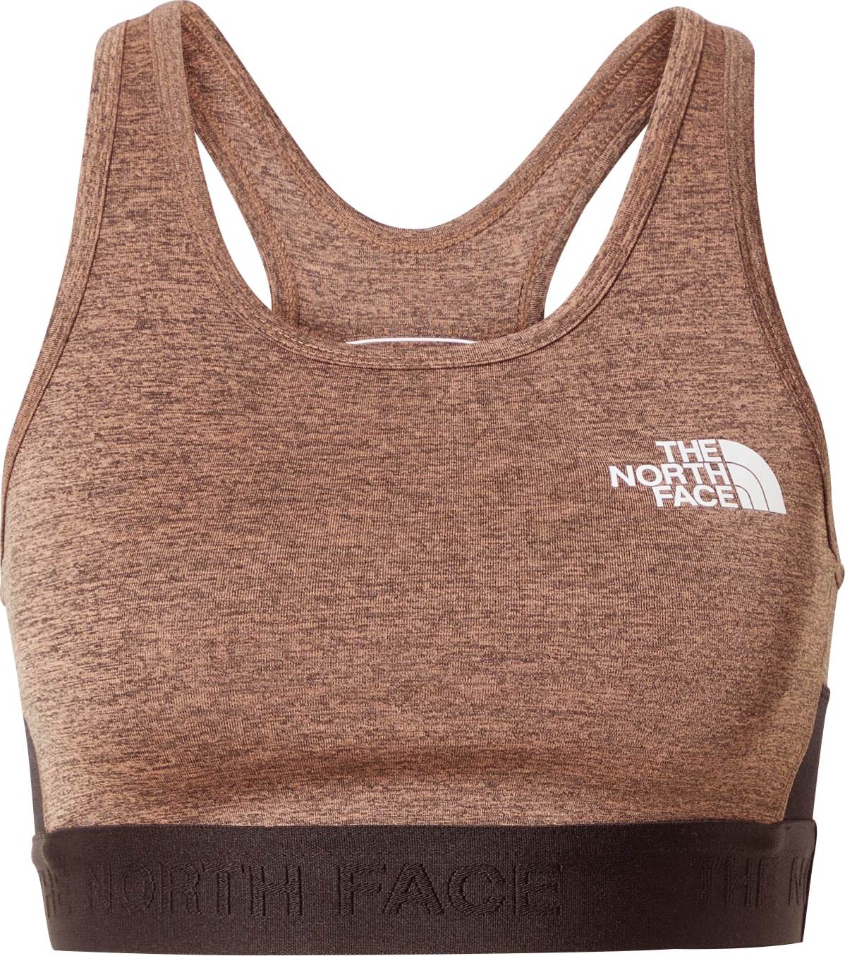 THE NORTH FACE Sportovní podprsenka černá / hnědý melír / bílá