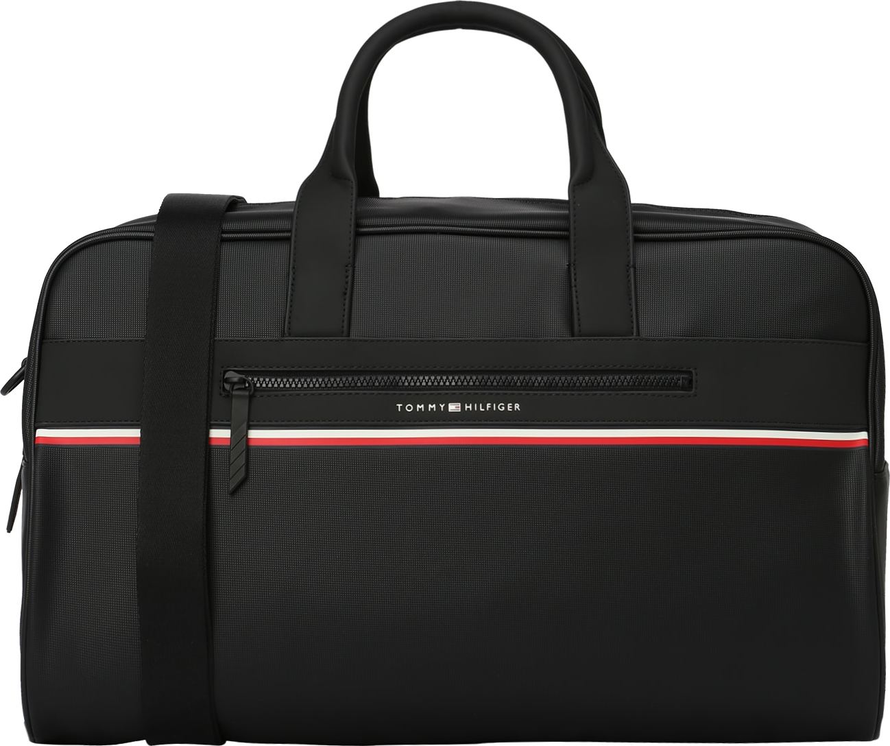 TOMMY HILFIGER Taška Weekender černá / bílá / ohnivá červená