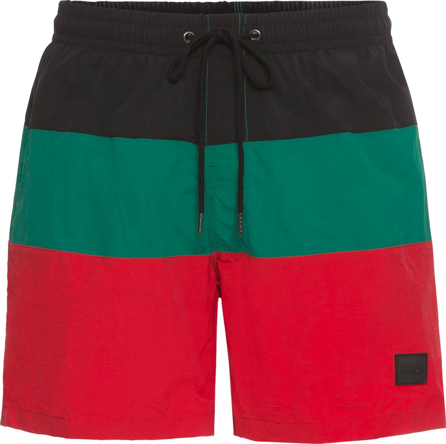 Urban Classics Plavecké šortky zelená / ohnivá červená / černá