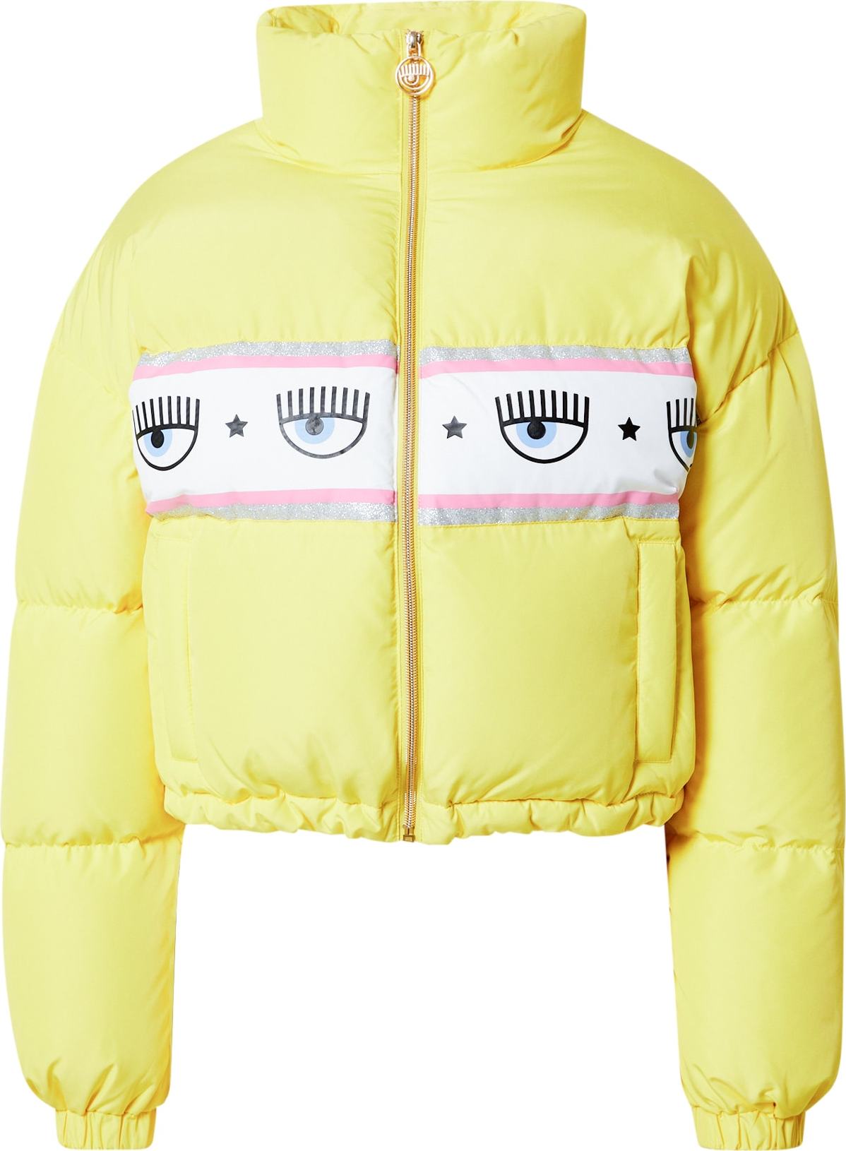Chiara Ferragni Zimní bunda žlutá / pink / stříbrná / bílá