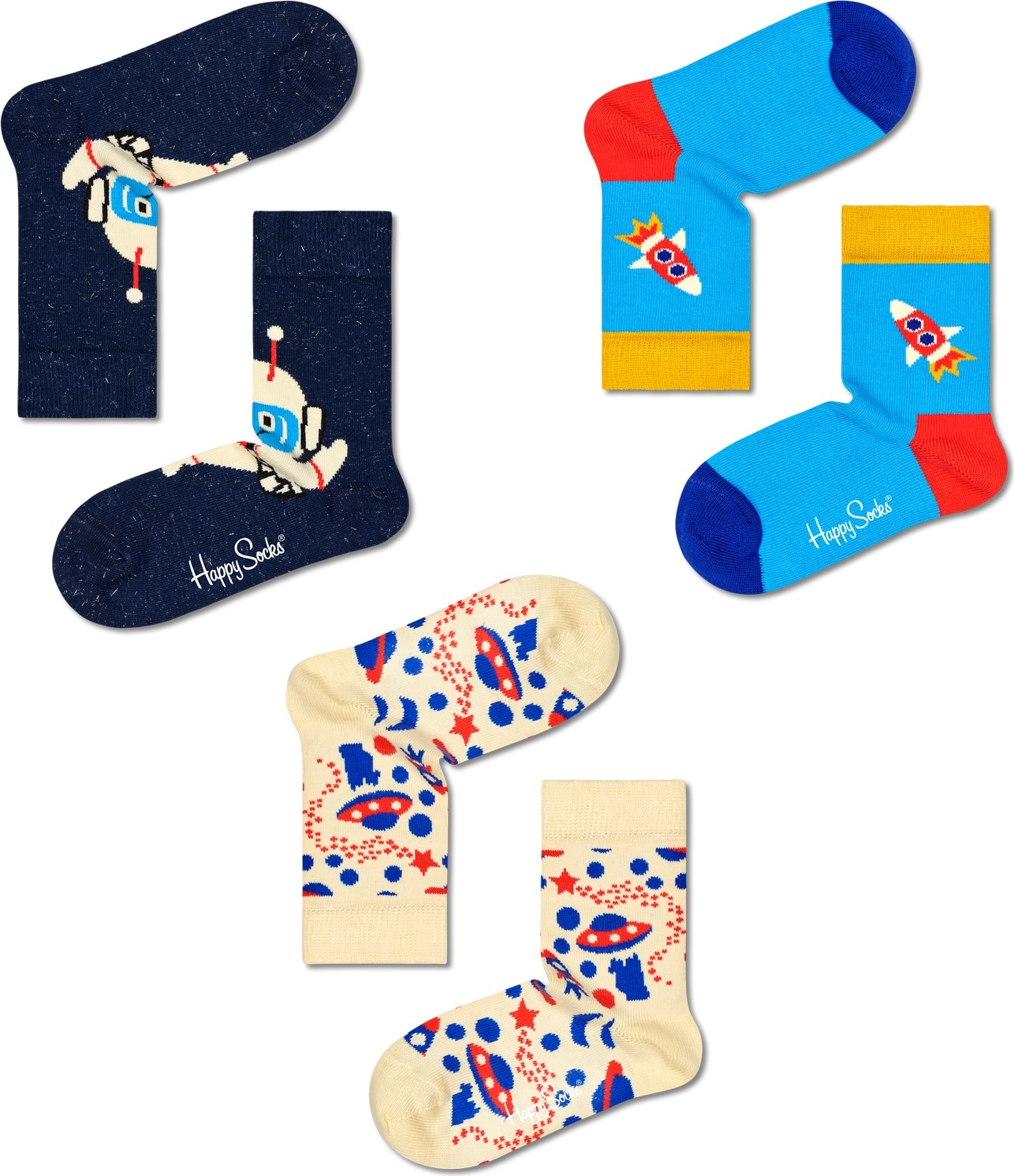 Happy Socks Ponožky 'Astronaut' béžová / modrá / námořnická modř / červená
