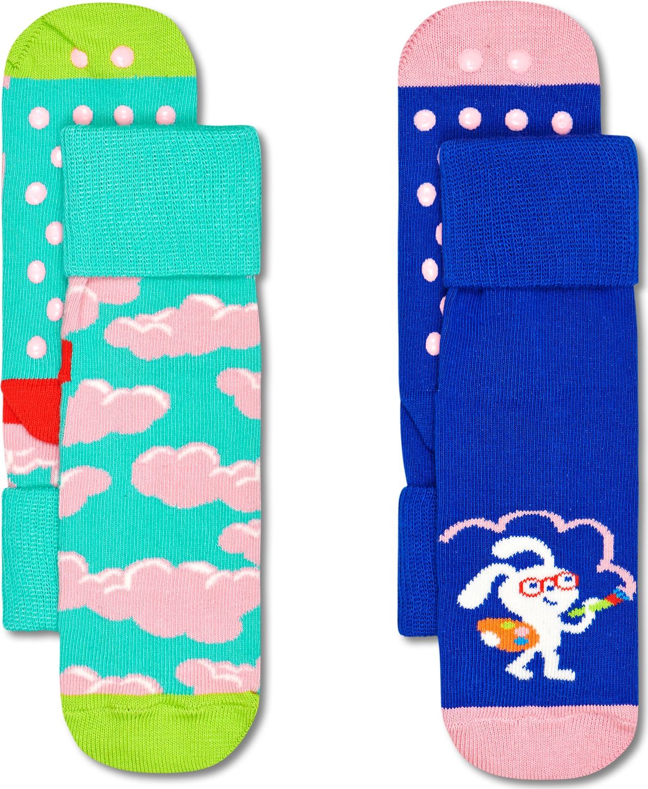 Happy Socks Ponožky kobaltová modř / limetková / nefritová / pastelově růžová