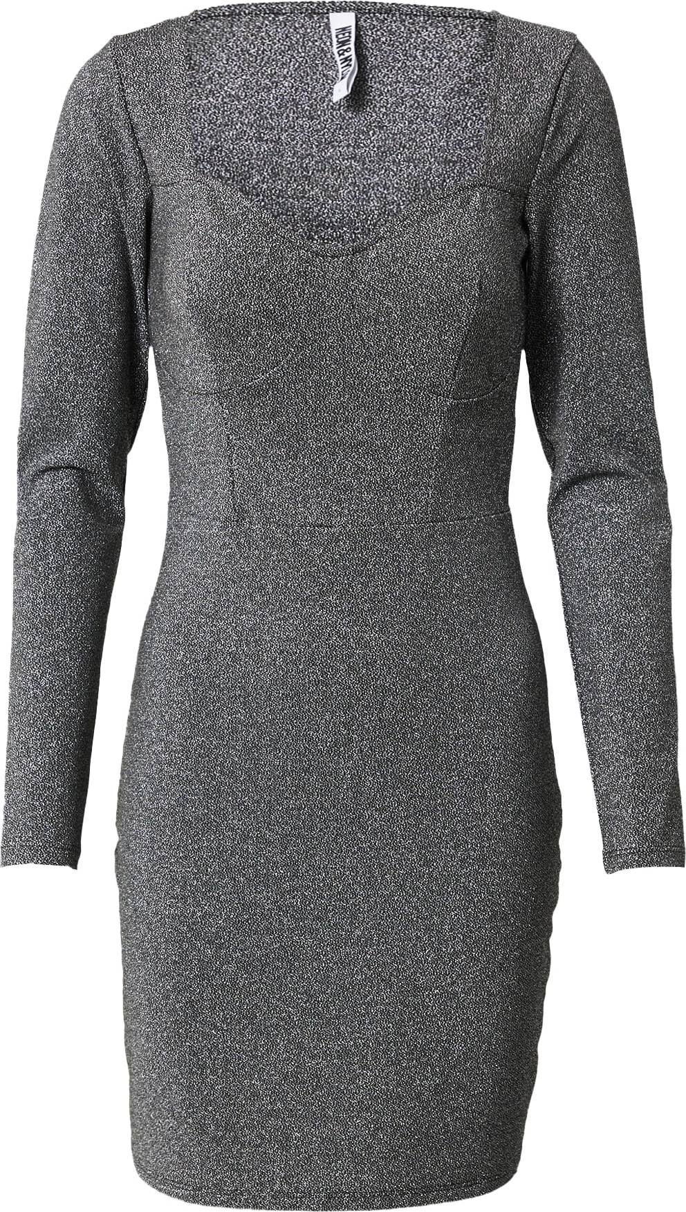 NEON & NYLON Šaty černá / stříbrná