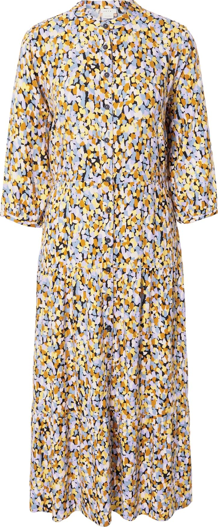 SKFK Košilové šaty 'BALENDINE' kouřově modrá / žlutá / pastelová fialová / černá