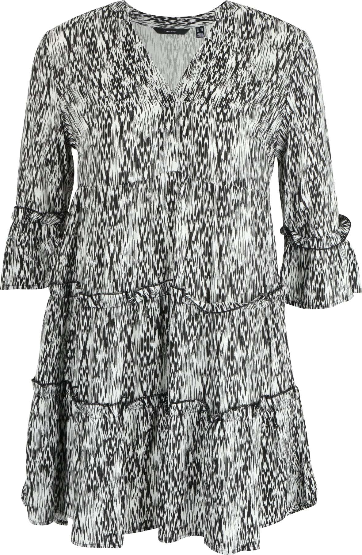 Vero Moda Petite Košilové šaty 'Easy' bílá / šedá / černá