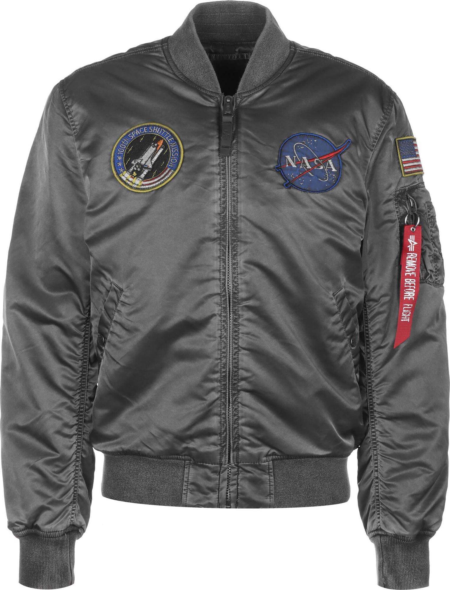 ALPHA INDUSTRIES Přechodná bunda 'MA-1 VF NASA' modrá / šedá / červená