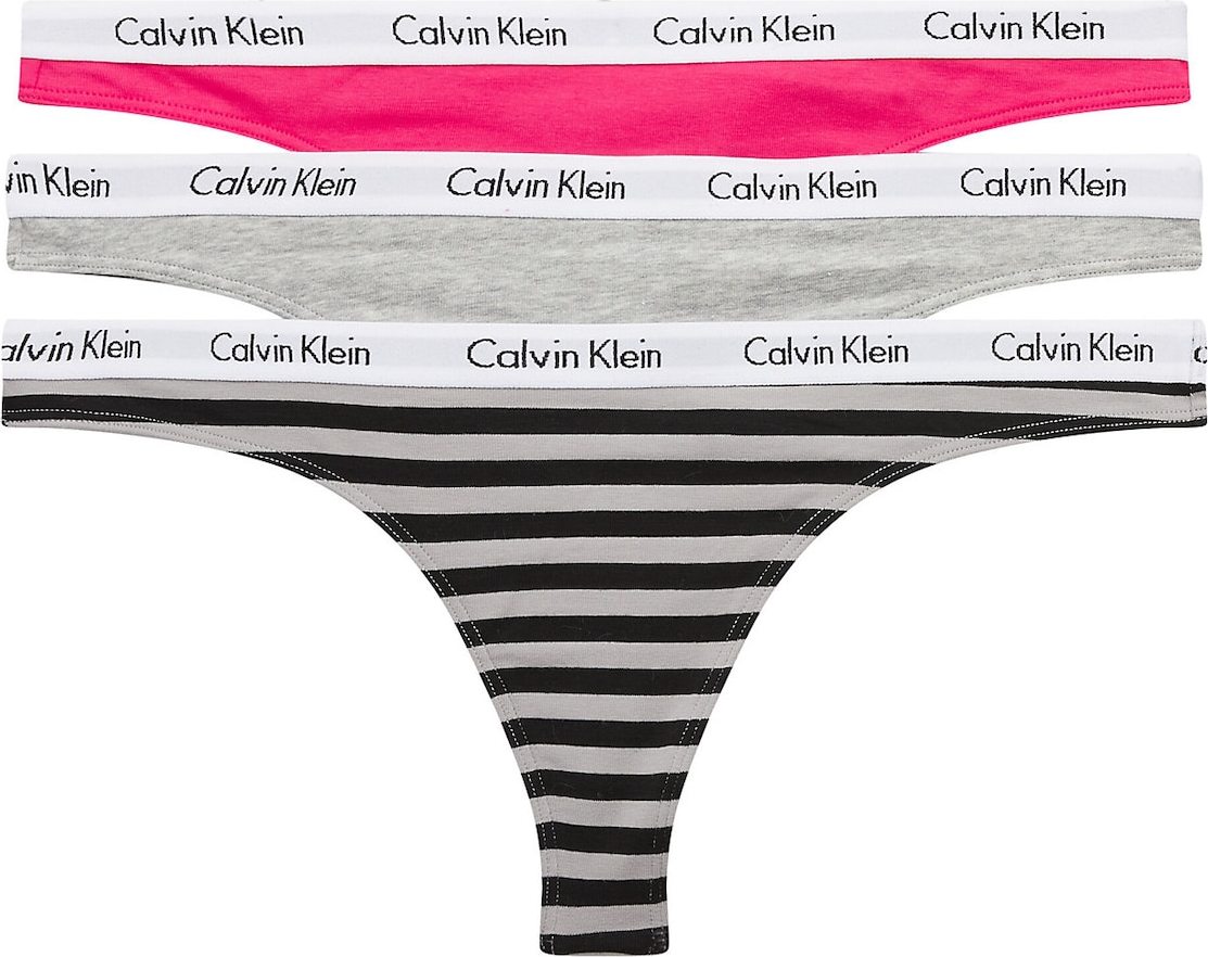 Calvin Klein Underwear Tanga šedý melír / fuchsiová / černá / bílá