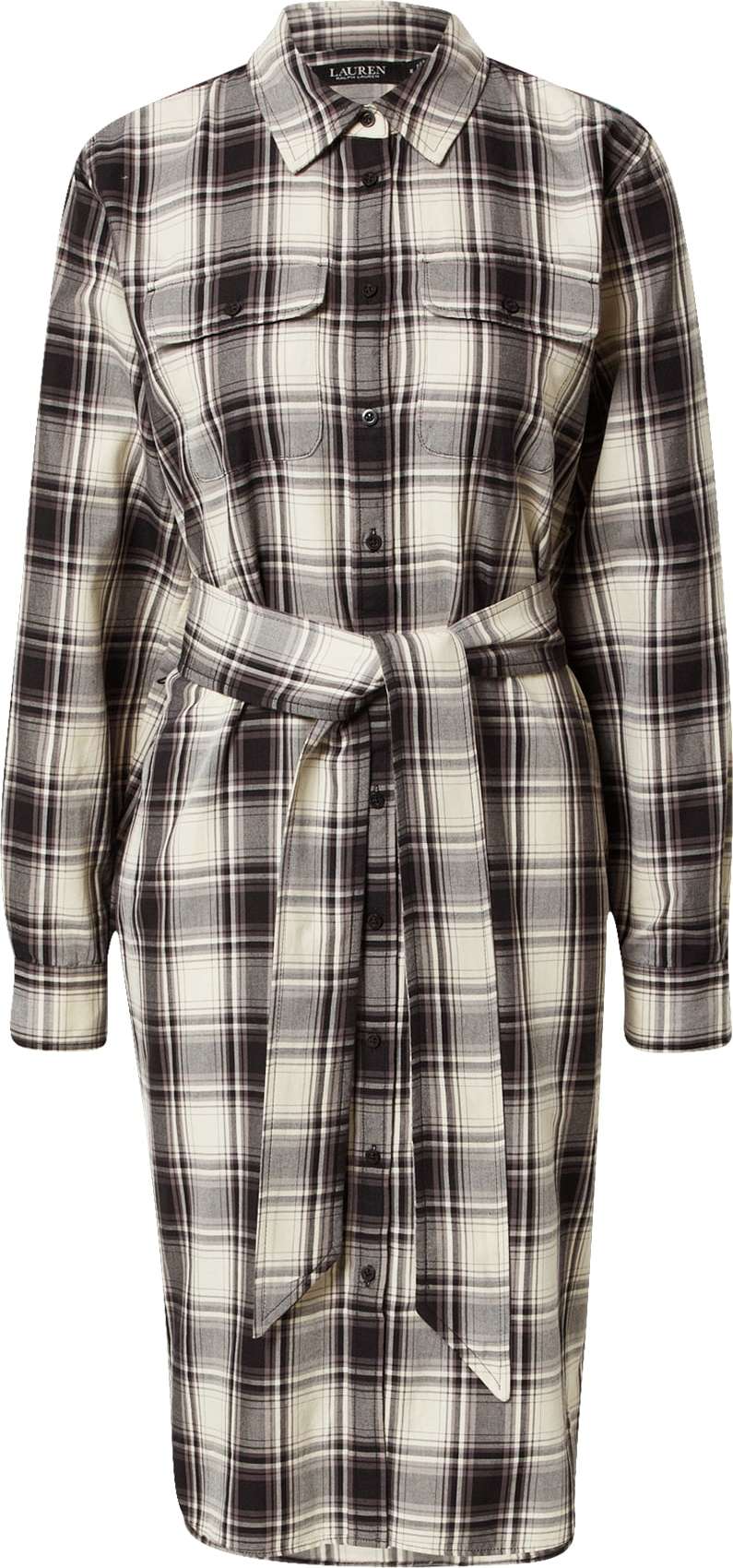 Lauren Ralph Lauren Košilové šaty 'HALI' šedá / černá / barva bílé vlny