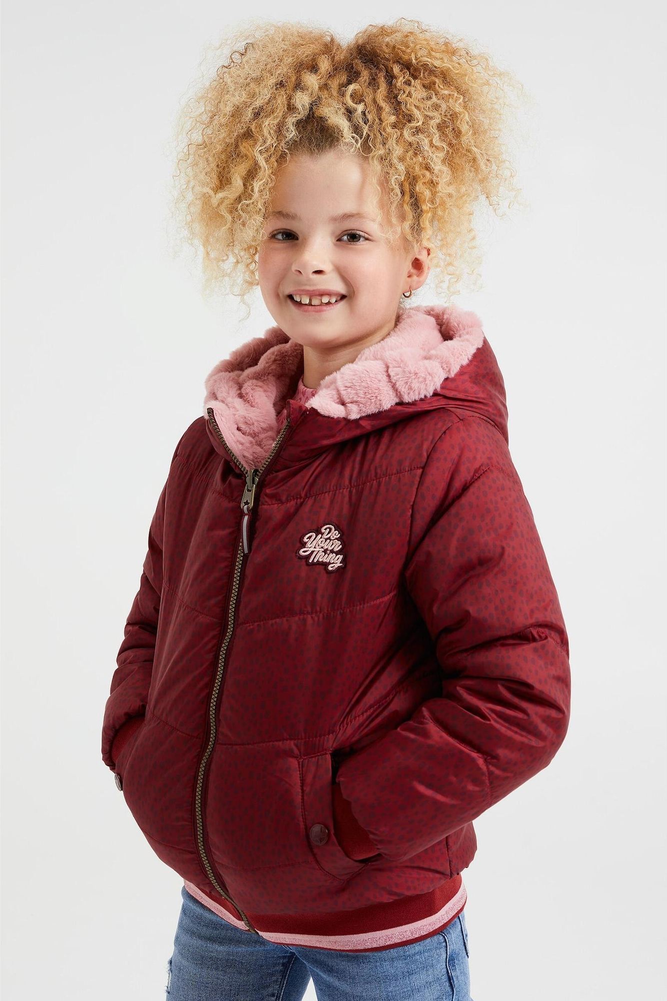 WE Fashion Přechodná bunda pastelově růžová / burgundská červeň / vínově červená