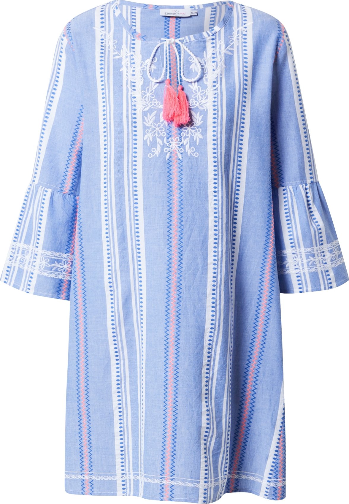 Zwillingsherz Košilové šaty 'Amanda' modrá / meruňková / bílá