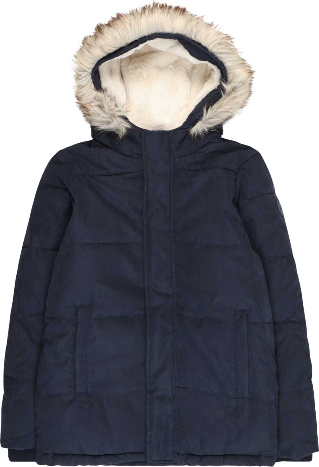 Abercrombie & Fitch Zimní bunda krémová / námořnická modř