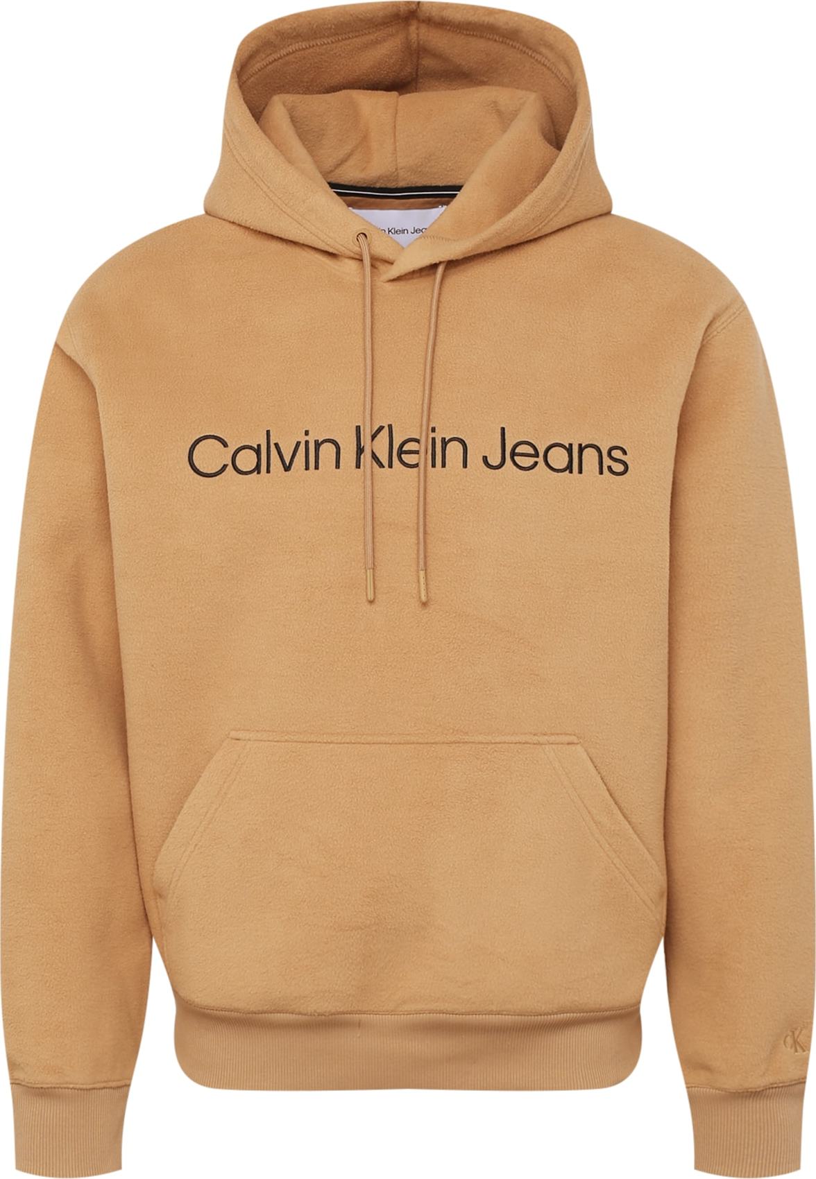 Calvin Klein Jeans Mikina písková / černá