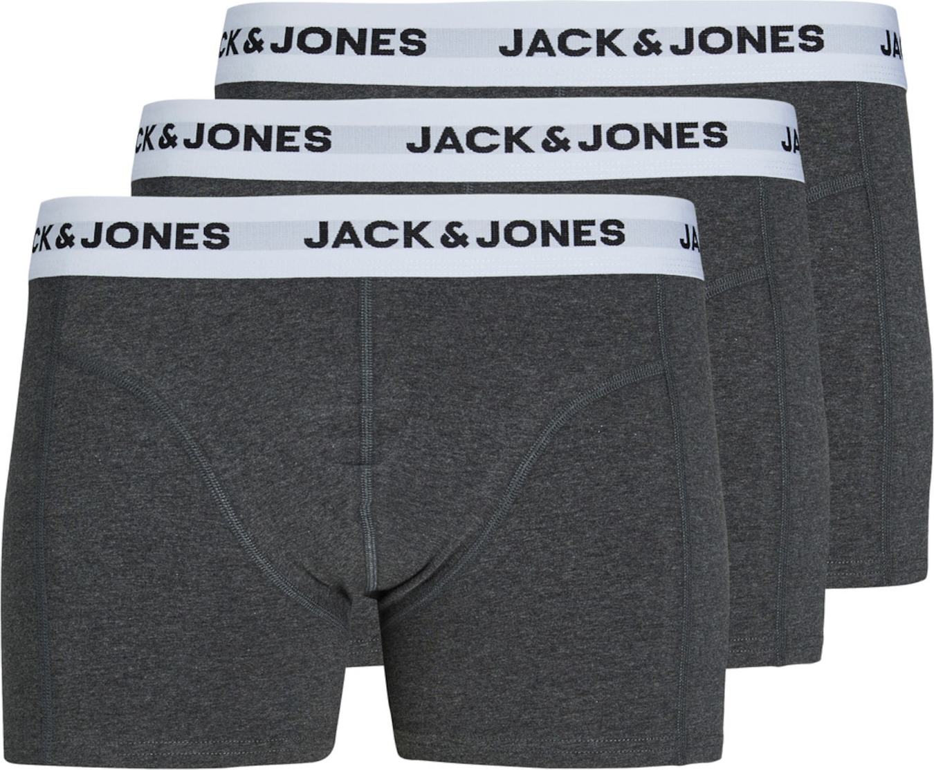 JACK & JONES Boxerky tmavě šedá / černá / bílá