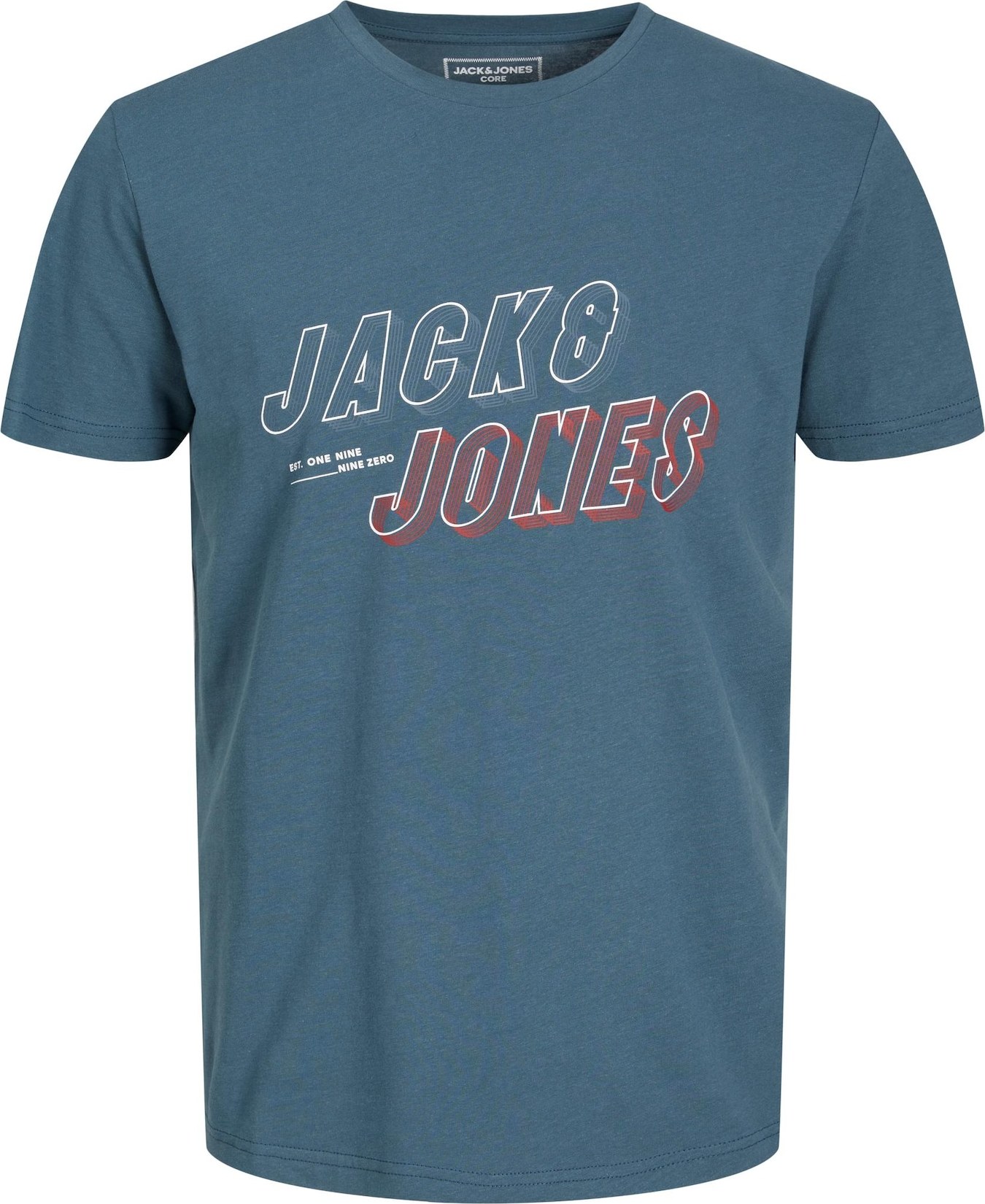 JACK & JONES Tričko 'FRIDAY' marine modrá / karmínově červené / bílá
