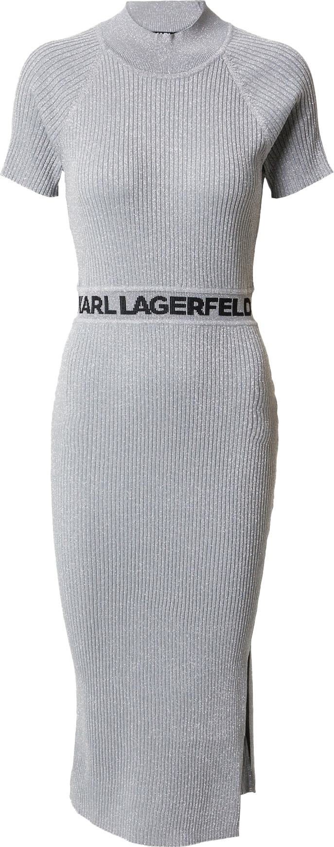 Karl Lagerfeld Úpletové šaty černá / stříbrná