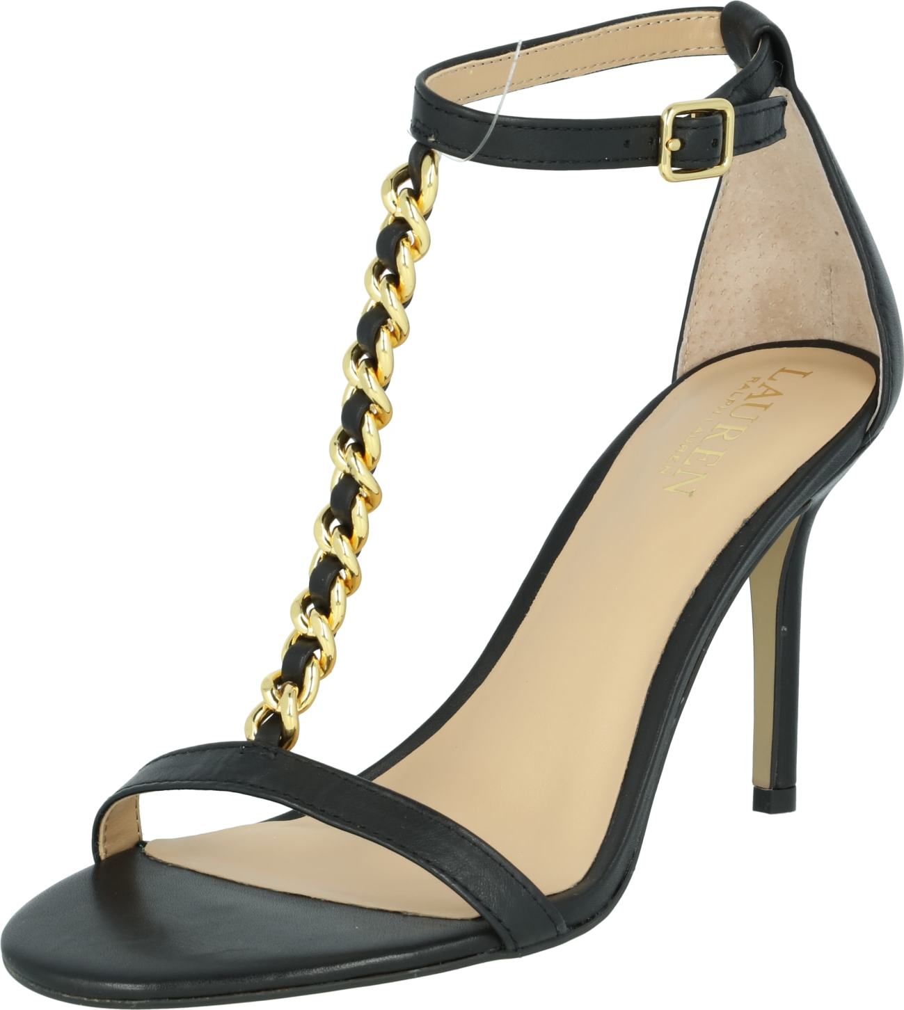 Lauren Ralph Lauren Páskové sandály 'KATE' zlatá / černá