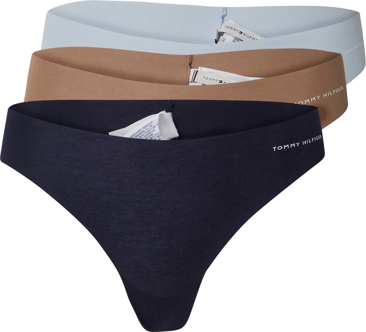 Tommy Hilfiger Underwear Tanga pastelová modrá / světle hnědá / černá