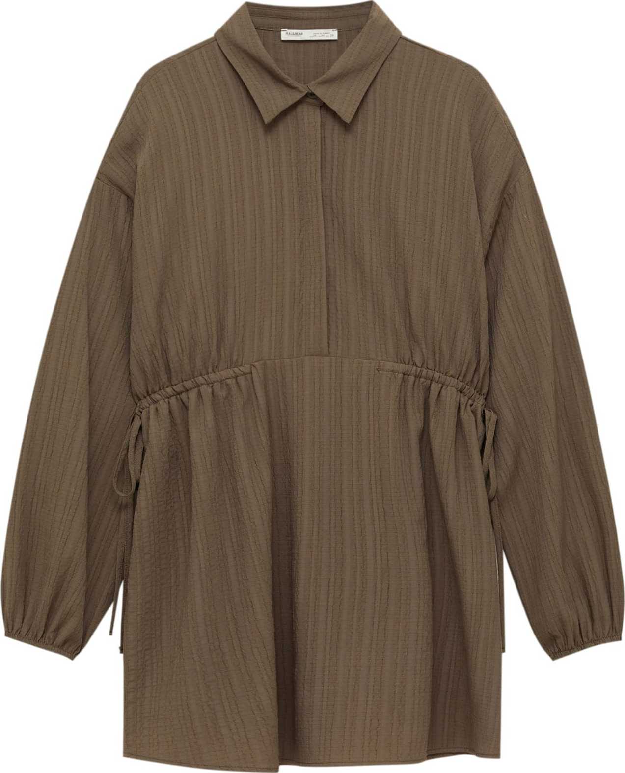Pull&Bear Košilové šaty hnědá / brokátová