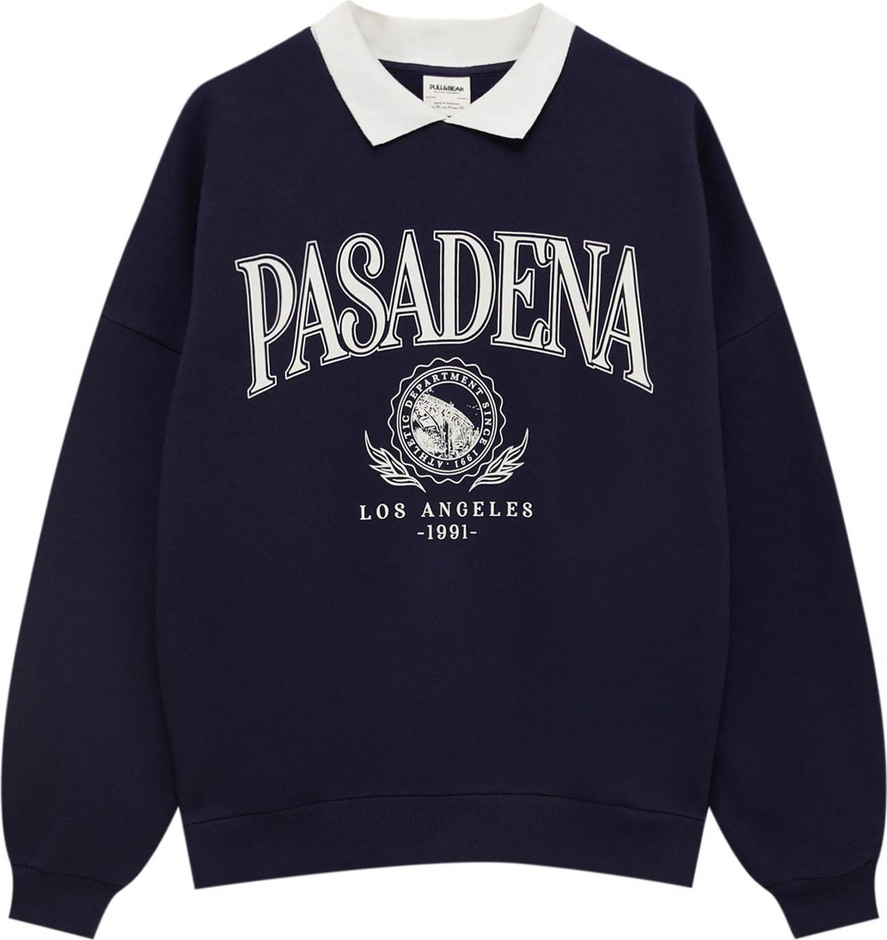 Pull&Bear Mikina tmavě modrá / bílá