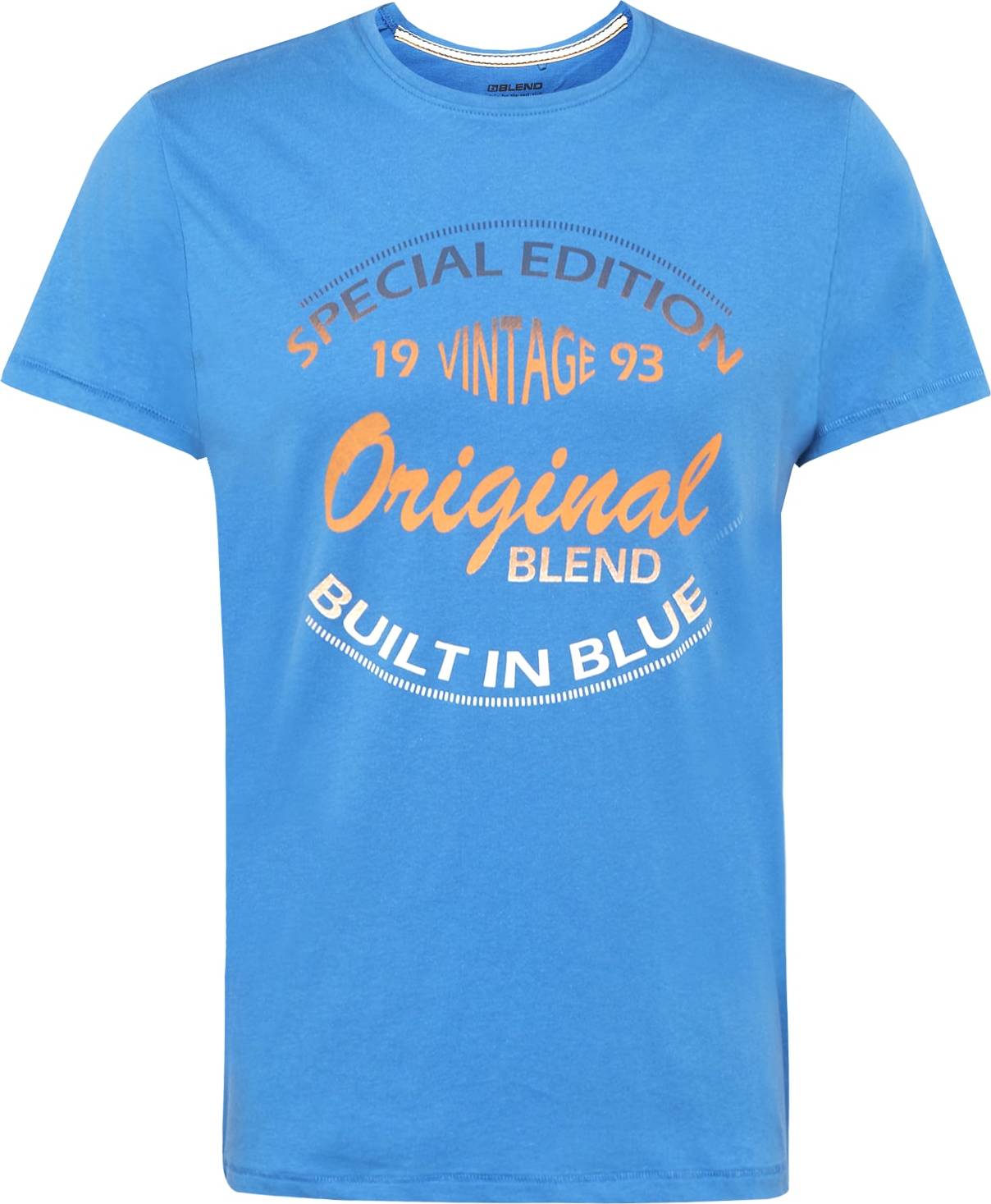 BLEND Tričko modrá / oranžová / bílá