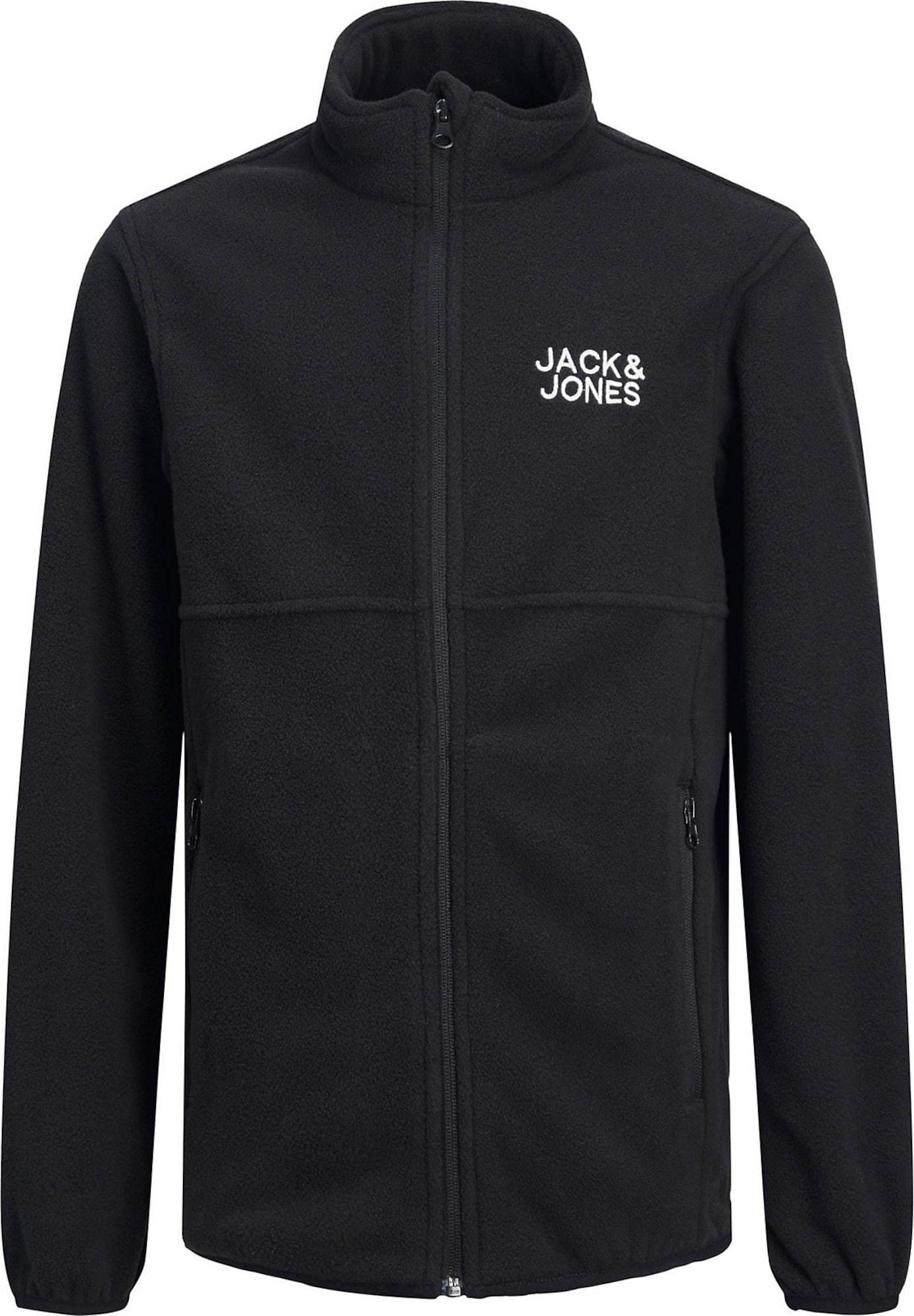 Jack & Jones Junior Fleecová mikina 'Hyper' černá / bílá