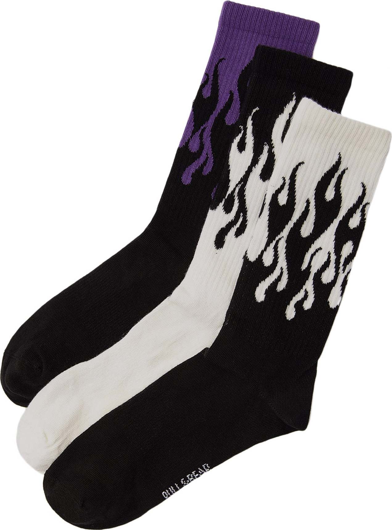 Pull&Bear Ponožky tmavě fialová / černá / přírodní bílá