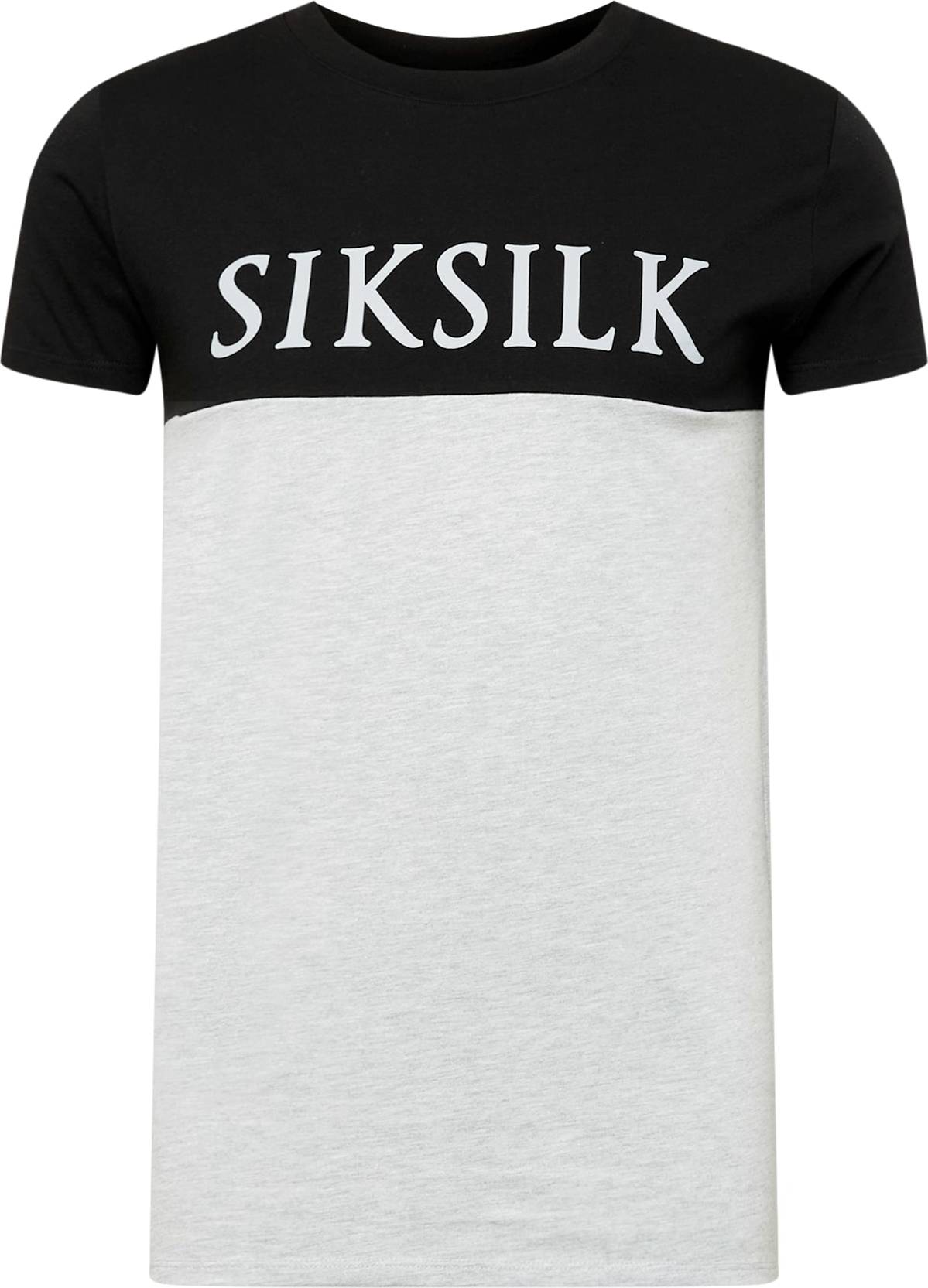 SikSilk Tričko šedý melír / černá / bílá