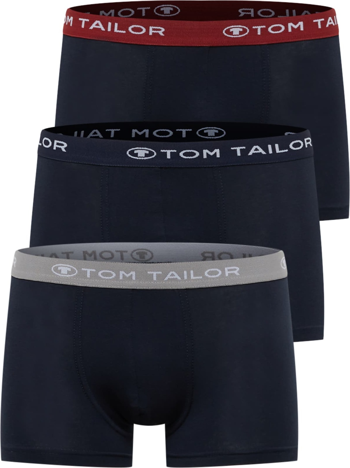 TOM TAILOR Boxerky marine modrá / šedá / vínově červená / bílá