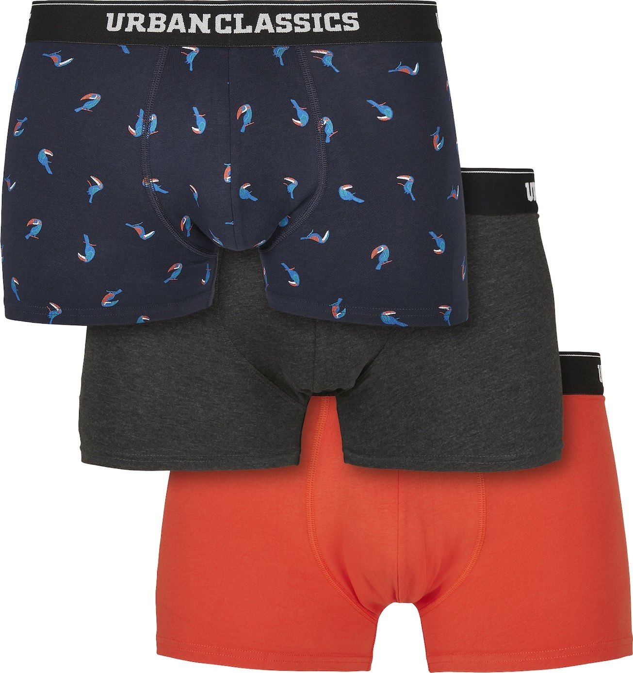 Urban Classics Boxerky noční modrá / nebeská modř / oranžově červená / černý melír