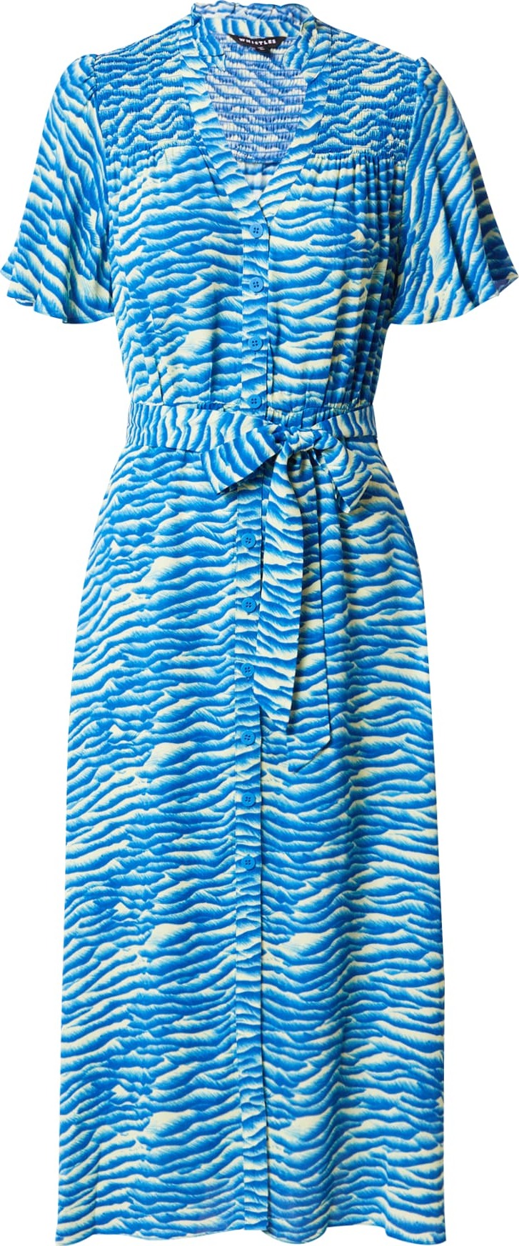 Whistles Košilové šaty 'SEAFOAM' azurová modrá / svítivě modrá / bílá