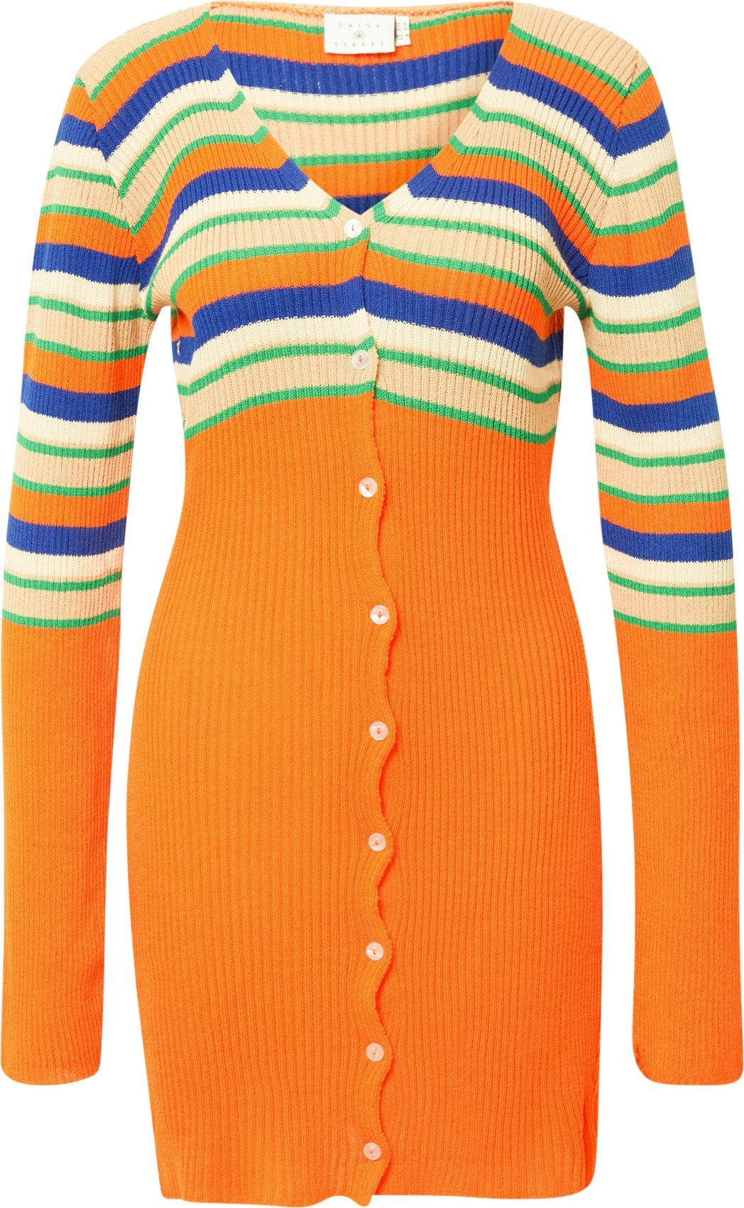 Daisy Street Úpletové šaty béžová / modrá / světle zelená / oranžová