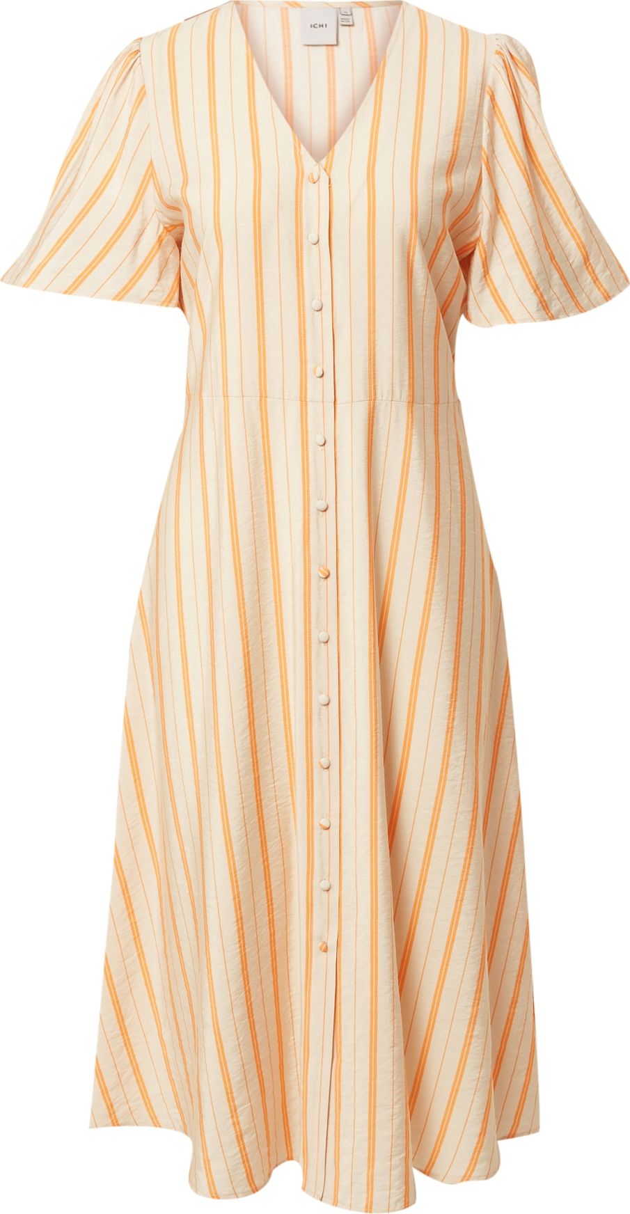 ICHI Košilové šaty 'ELDANNA' oranžová / bílá