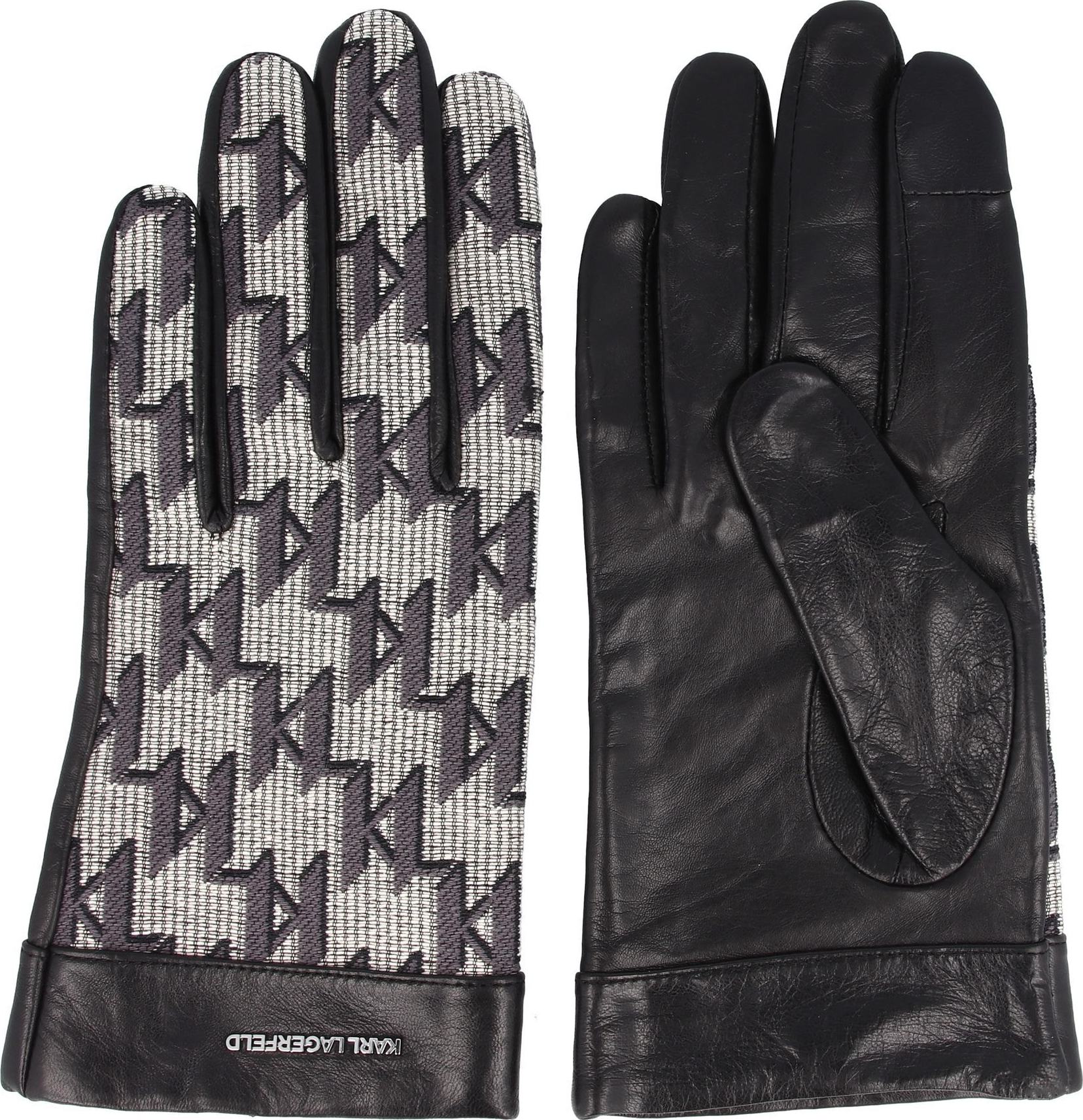 Karl Lagerfeld Prstové rukavice šedá / černá