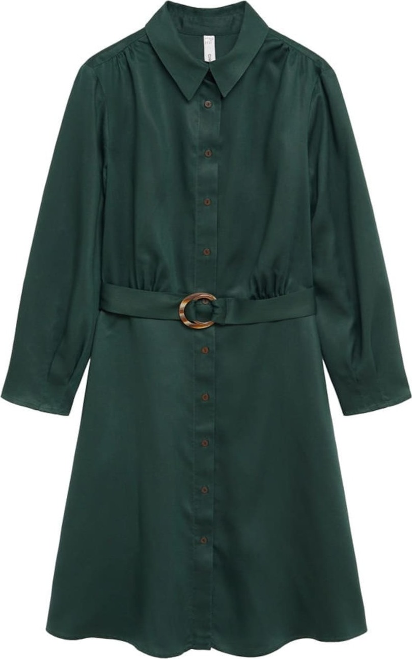 MANGO Košilové šaty 'Cros' tmavě zelená