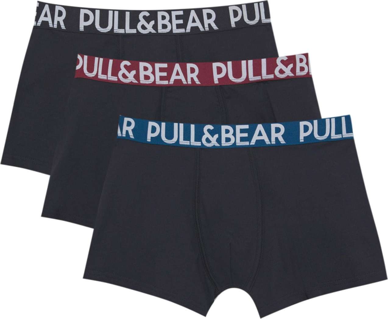 Pull&Bear Boxerky modrá / světle šedá / bordó / černá