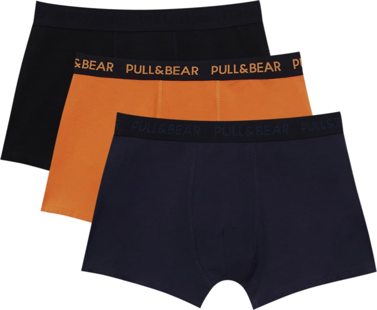 Pull&Bear Boxerky námořnická modř / oranžová / černá
