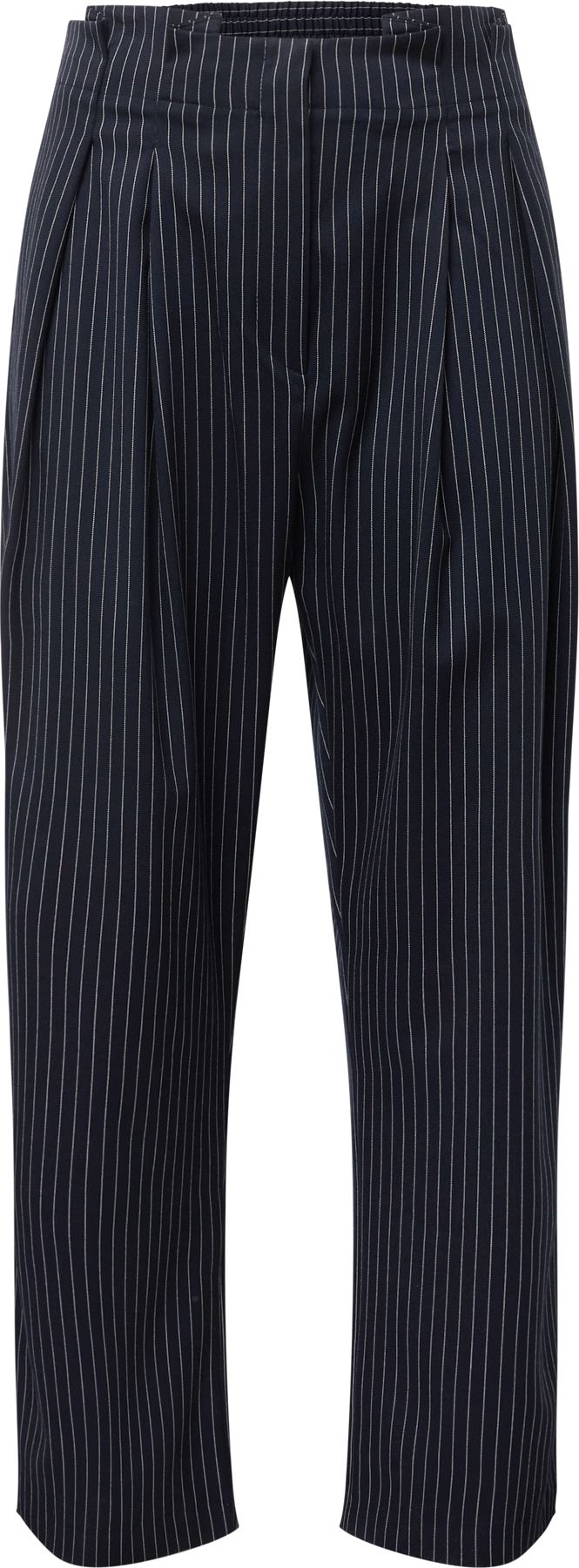 River Island Plus Kalhoty se sklady v pase námořnická modř / bílá