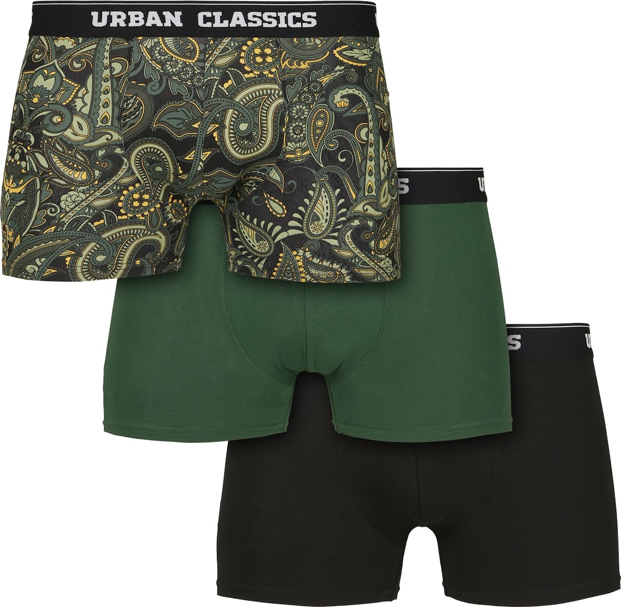Urban Classics Boxerky khaki / olivová / tmavě zelená / černá