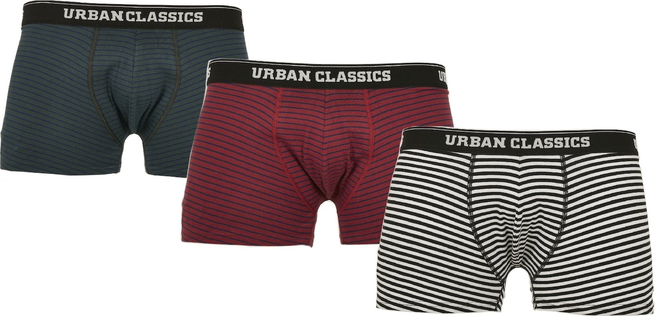 Urban Classics Boxerky béžová / tmavě zelená / červená třešeň / černá