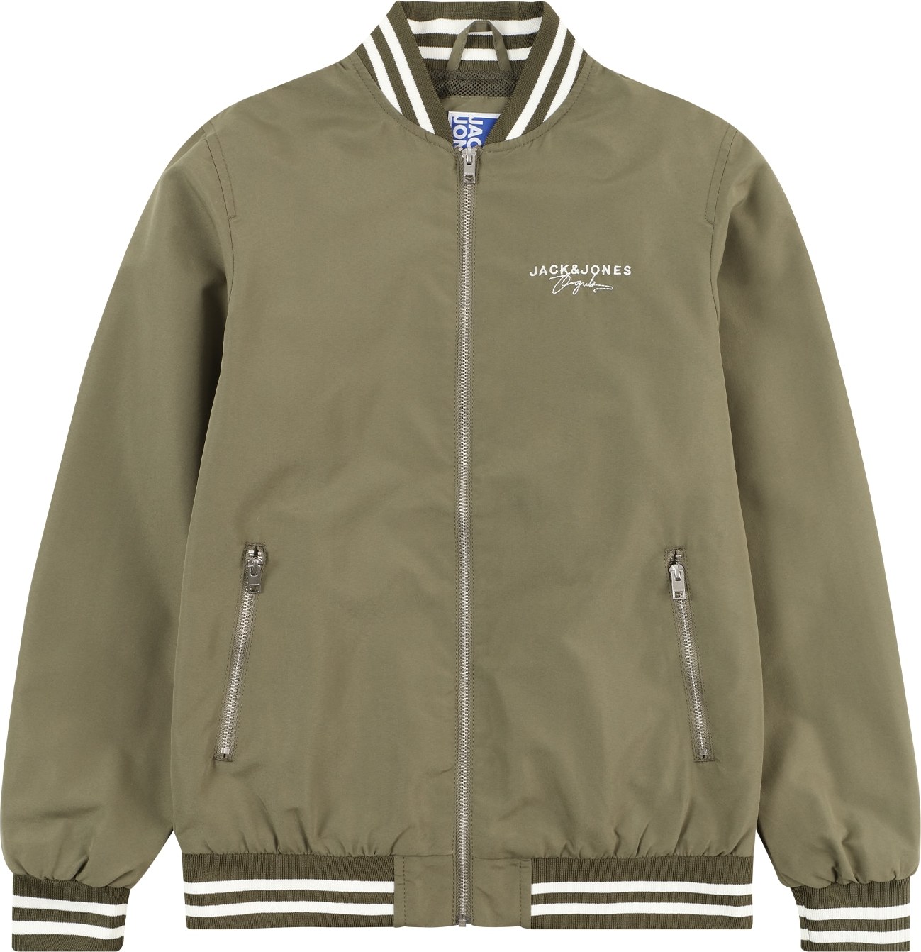 Jack & Jones Junior Přechodná bunda 'SPLASH' khaki / bílá